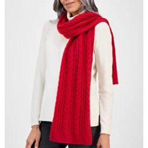 Red Scarf with Classic Cable Knit Pattern. Style & Co. New.